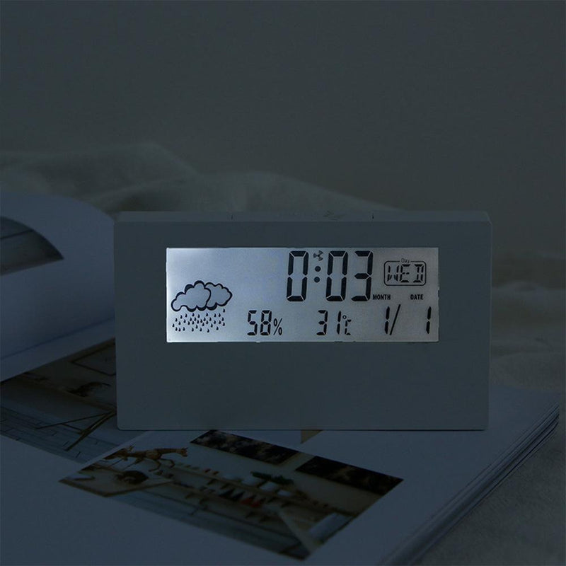 LED Transparent Alarm Clock – Luminous Display with Weather Temp & Humidity Functions