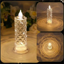 Flameless LED Candle Lights –  Four-Pack Crystal Rose Projection Table Lamp