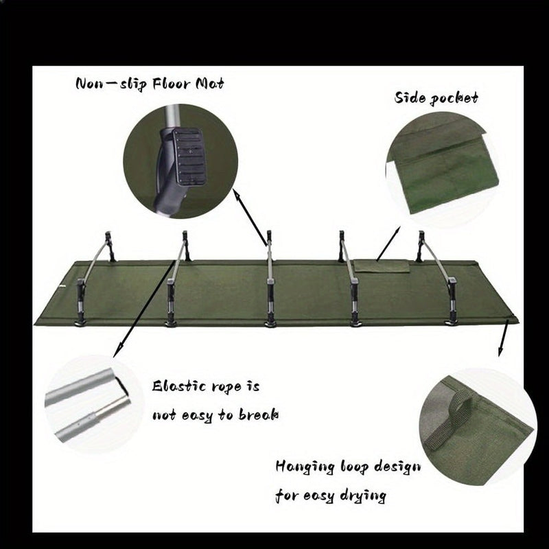 Portable Folding Camping Bed – Lightweight Travel Bed for Adults & Kids – Black