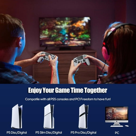 Wireless Controller for PS5 & PC – Programmable Back Buttons Turbo & Speakers
