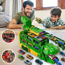 Dinosaur Race Track Toy – 59" Transport Truck with 12 Die-cast Cars