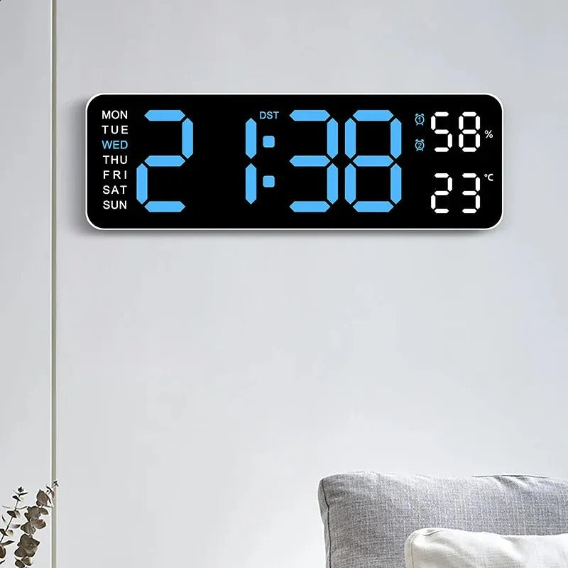 Digital LED Wall Clock 9 inch – Alarm Calendar & Temperature Display for Home or Office