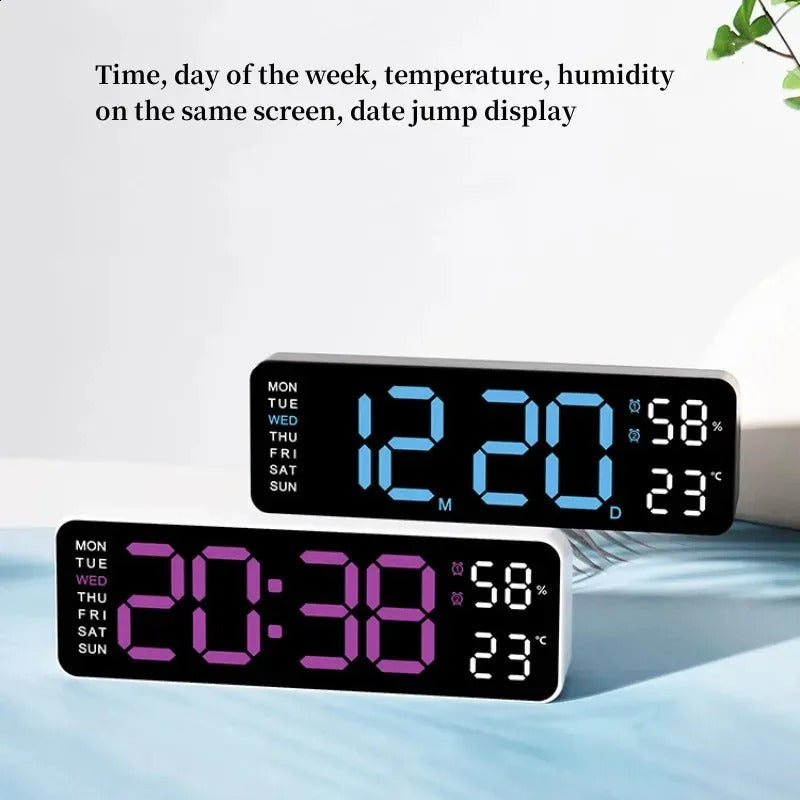 Digital LED Wall Clock 9 inch – Alarm Calendar & Temperature Display for Home or Office