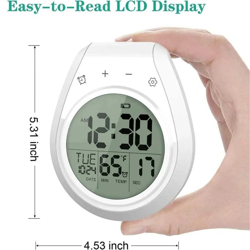 Waterproof Digital Shower Clock – LCD Display Timer Temp 12/24hr with Suction Cup