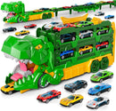 Dinosaur Race Track Toy – 59" Transport Truck with 12 Die-cast Cars