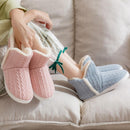 Women's Knitted Boot Slippers – Plush Lined Non-Slip Warm Winter House Shoes