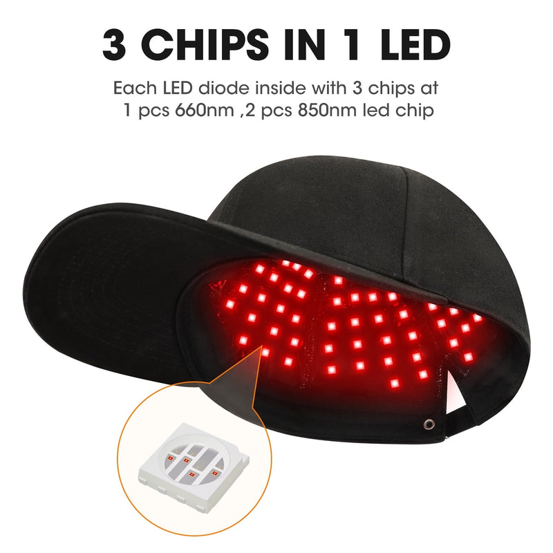 LED Hair Growth Cap – 100 LED Beads 660nm/850nm Red Light Therapy Hat