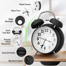 Twin Bell Alarm Clock 6 Inch – Rechargeable Silent Tick Battery Powered for Heavy Sleepers