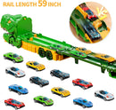 Dinosaur Race Track Toy – 59" Transport Truck with 12 Die-cast Cars