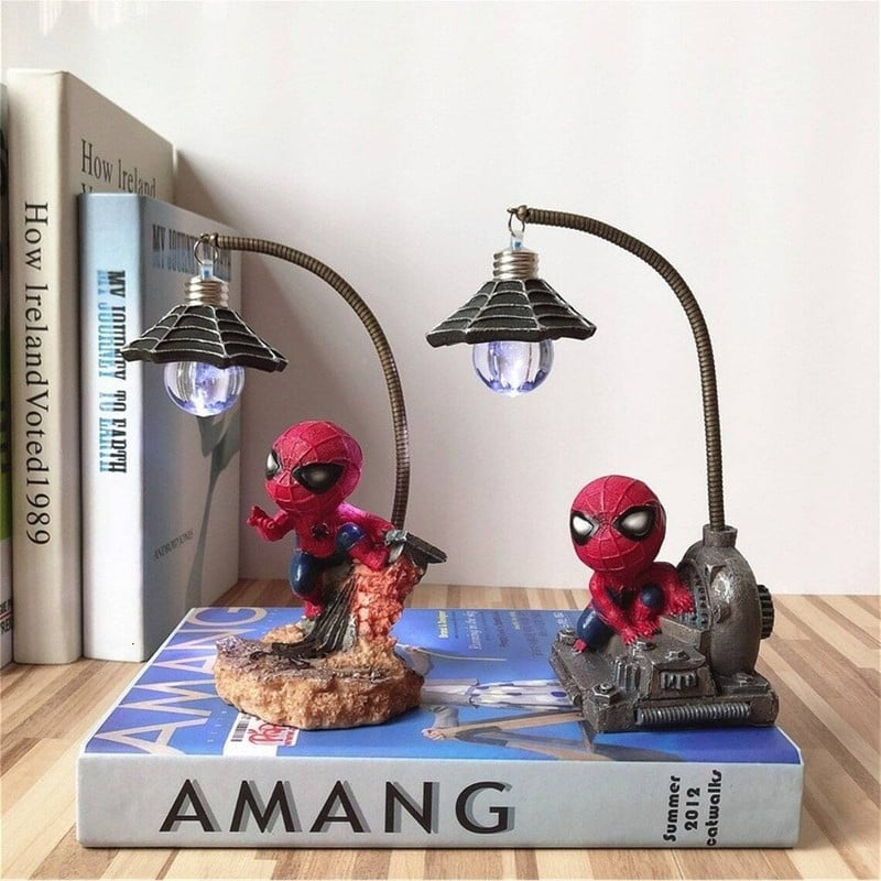 Spiderman Superhero Streetlight LED Desk Lamp – Resin Night Light for Kids