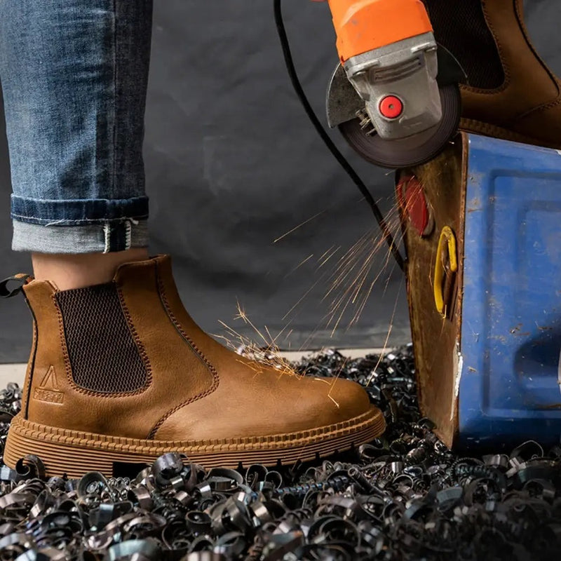 Men’s Safety Dealer Boots –  Non Slip Steel Toe Waterproof Leather Work Boots