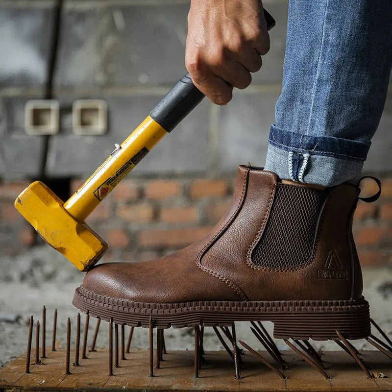Men’s Safety Dealer Boots –  Non Slip Steel Toe Waterproof Leather Work Boots