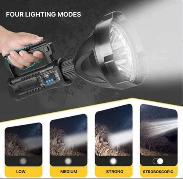 Ultra Bright Rechargeable LED Flashlight– Portable Camping & Work Spotlight with Stand