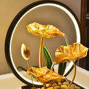Tabletop Water Feature – 3-Tier Lotus Leaf Fountain with LED Light & Pebbles