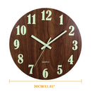 12-Inch Wooden Wall Clock – Glow-in-the-Dark Silent Quartz Movement MDF Background