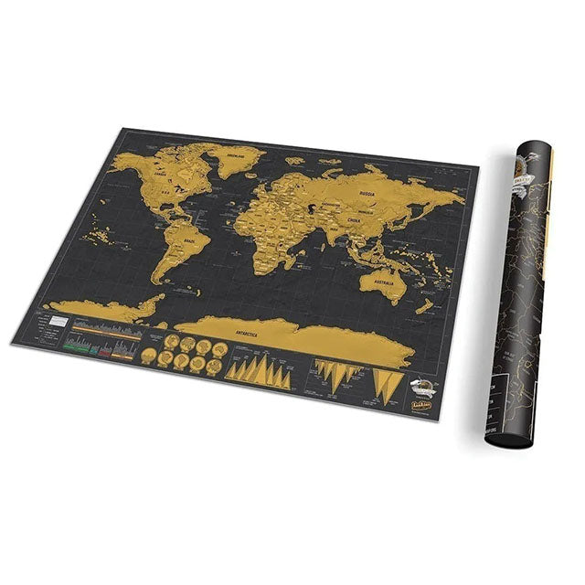 Deluxe Scratch-Off World Map – Travel Edition Adventure Poster Black and Gold