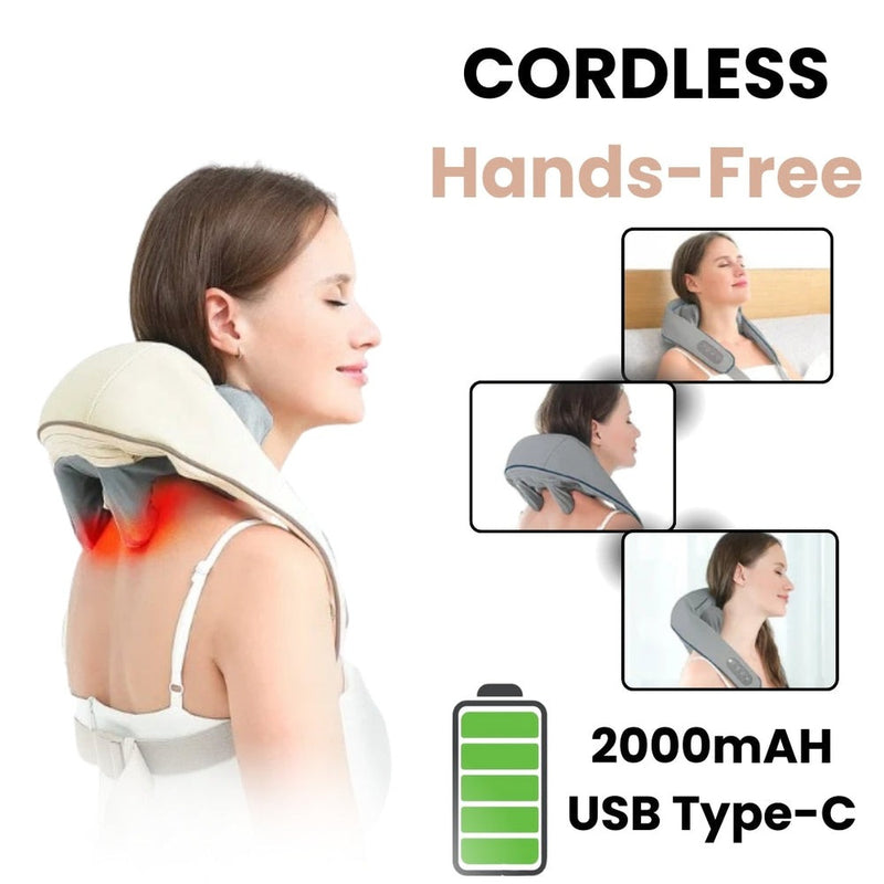 Wireless Shiatsu Neck & Shoulder Massager – Heated Kneading for Relaxing Pain Relief