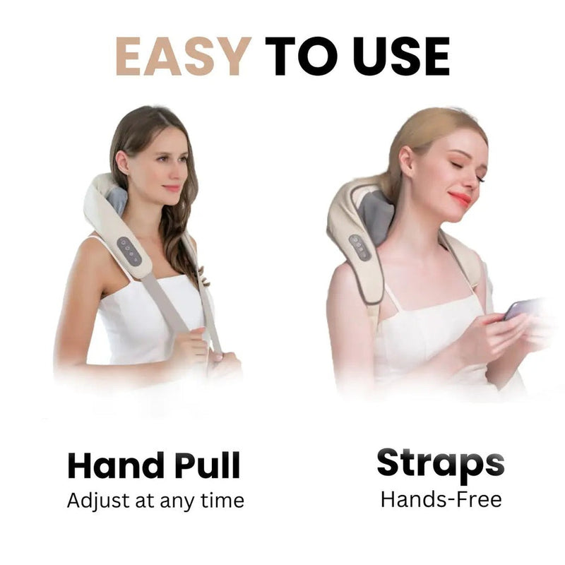 Wireless Shiatsu Neck & Shoulder Massager – Heated Kneading for Relaxing Pain Relief