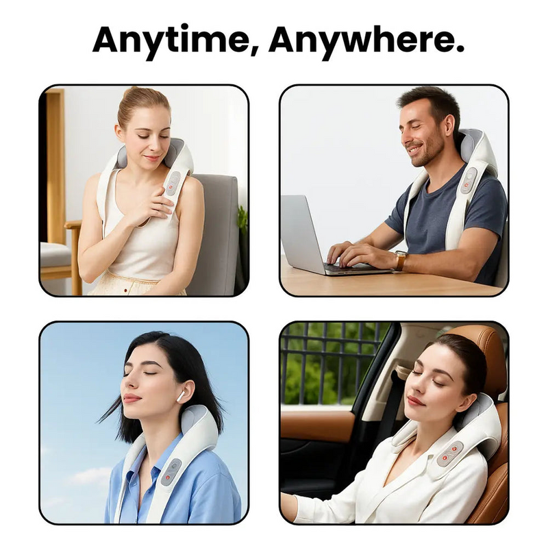 Wireless Shiatsu Neck & Shoulder Massager – Heated Kneading for Relaxing Pain Relief