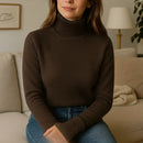 Cozy Thermal Turtleneck Sweater – Slim Fit Fleece Knit Top Pullover