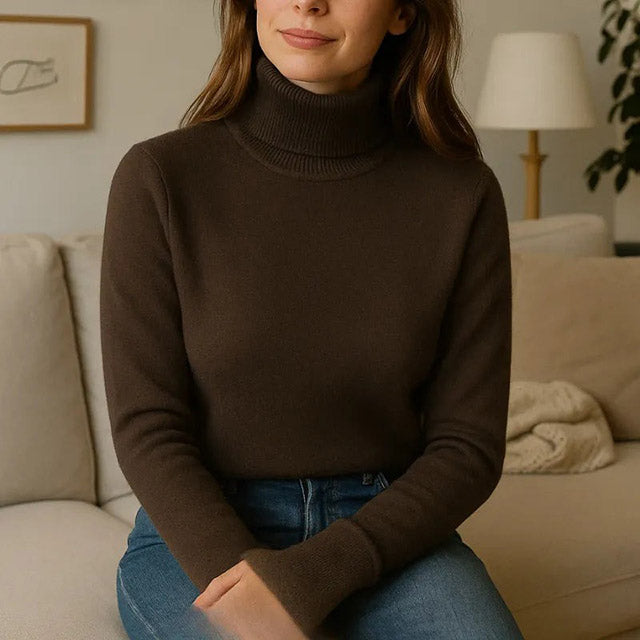 Cozy Thermal Turtleneck Sweater – Slim Fit Fleece Knit Top Pullover