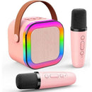 Portable Karaoke Machine – Bluetooth Speaker with 2 Wireless Mics & LED Lights