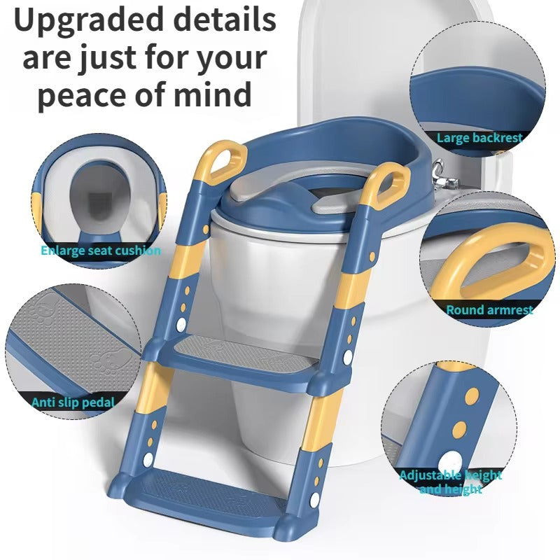Children's Folding Toilet Training Seat with Ladder – Adjustable Step Stool for Boys & Girls
