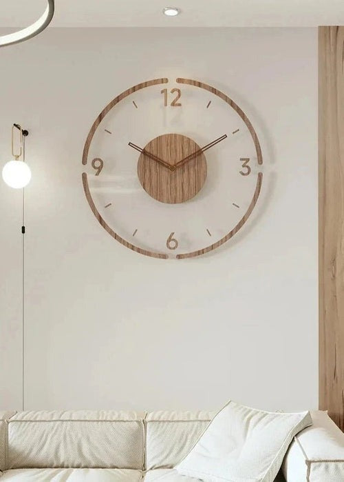 Nordic 14" Wooden Wall Clock – Silent Non-Ticking Modern Scandinavian Design for Home & Office Decor