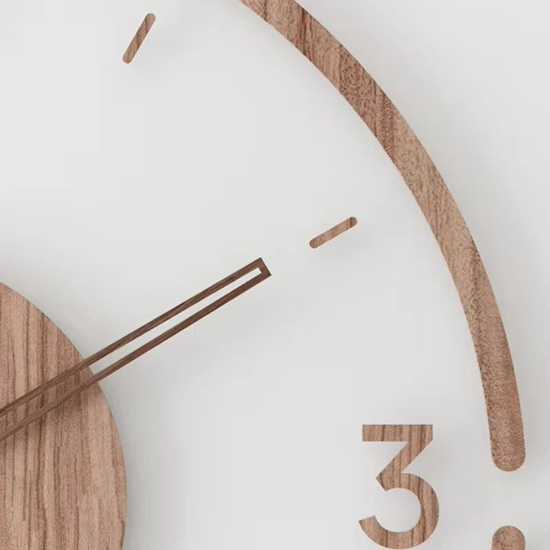 Nordic 14" Wooden Wall Clock – Silent Non-Ticking Modern Scandinavian Design for Home & Office Decor