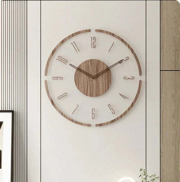 Nordic 14" Wooden Wall Clock – Silent Non-Ticking Modern Scandinavian Design for Home & Office Decor