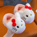 Sanrio Hello Kitty Warm Cotton Slippers – Thick Anti-Slip Indoor Plush Shoes for Kids