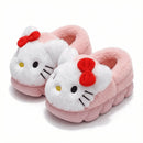 Sanrio Hello Kitty Warm Cotton Slippers – Thick Anti-Slip Indoor Plush Shoes for Kids