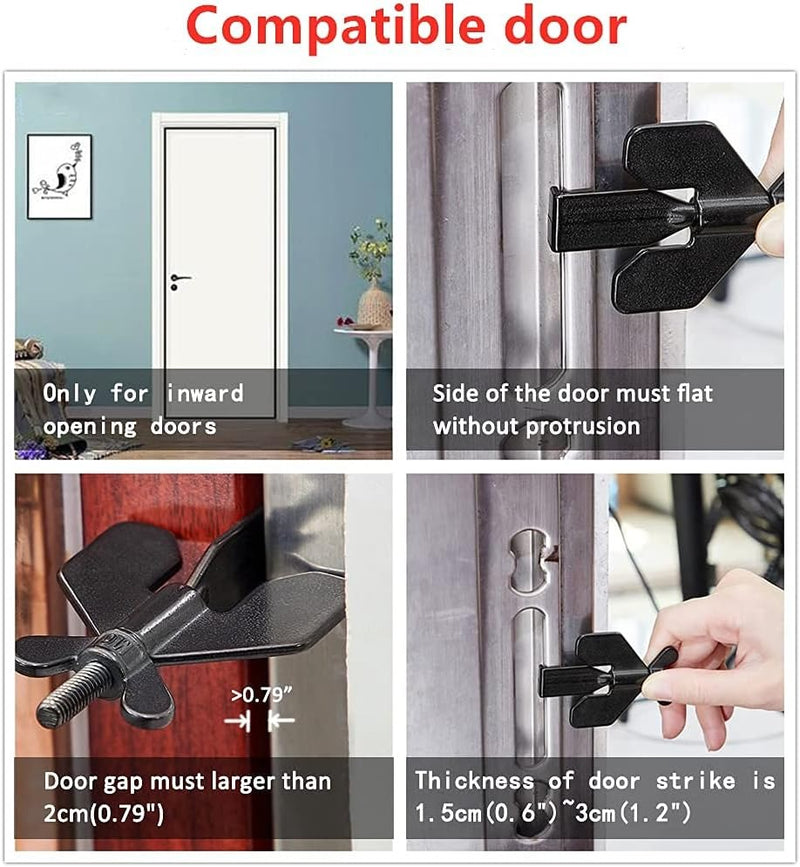 Portable Door Lock for Travel 2 Pieces – Heavy Duty Inside Door Latch for Home Hotel & Dorm
