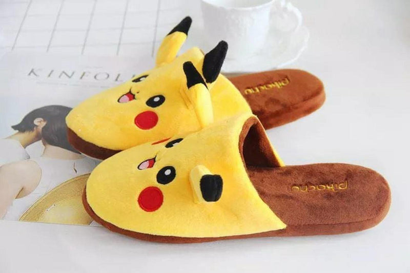 Pokémon Pikachu Plush Winter Slippers – Warm Non-Slip House Shoes for Women