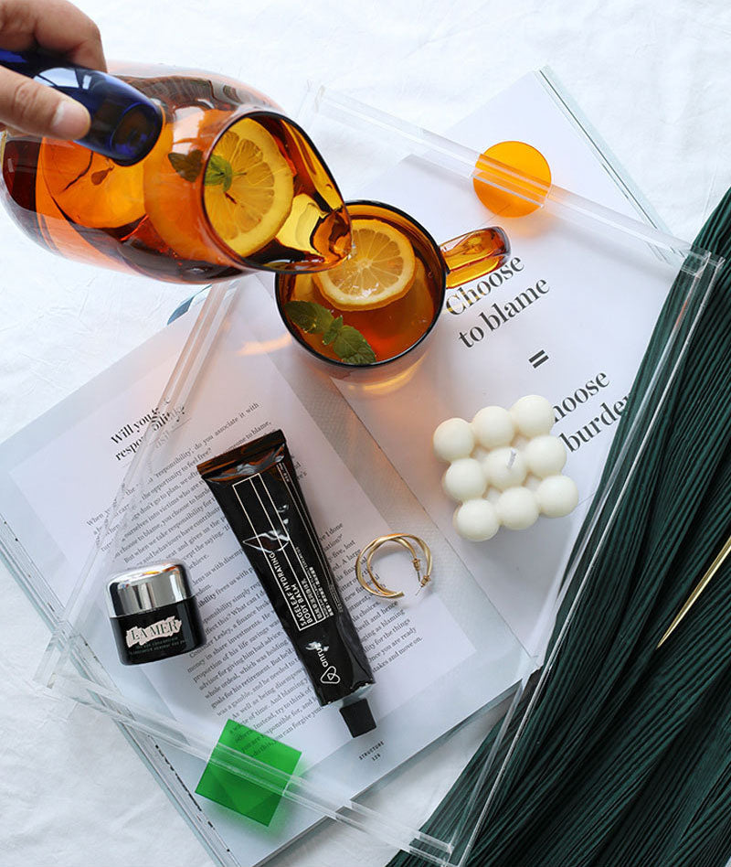 Rectangular Acrylic Coffee and Tea Tray Clear Designer & Modern Perfect for Decoration & Organization