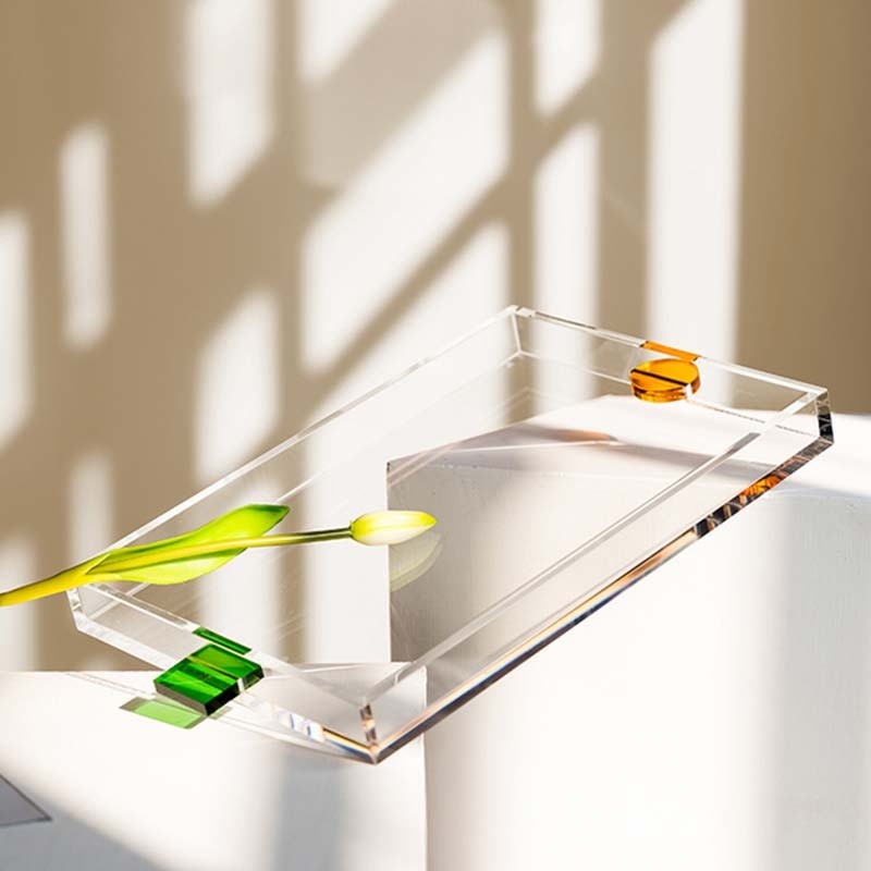 Rectangular Acrylic Coffee and Tea Tray Clear Designer & Modern Perfect for Decoration & Organization