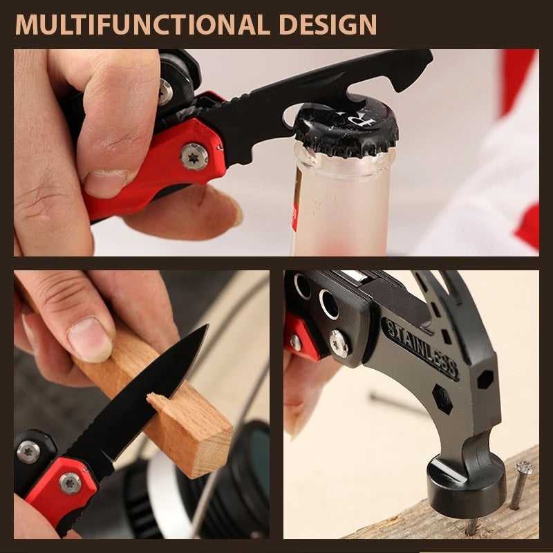 12-in-1 Camping Multitool – Folding Hammer Pliers & Stainless Steel Outdoor Survival Tool