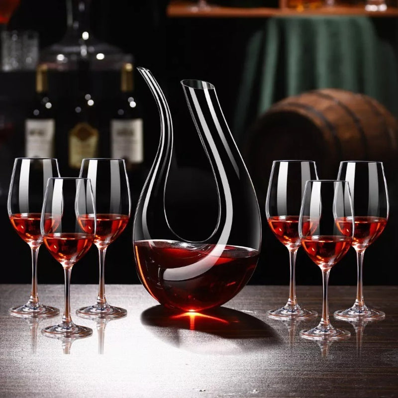Crystal Wine Carafe – Hand-Blown Glass Decanter with Wide Base Wine Aerator & Breather
