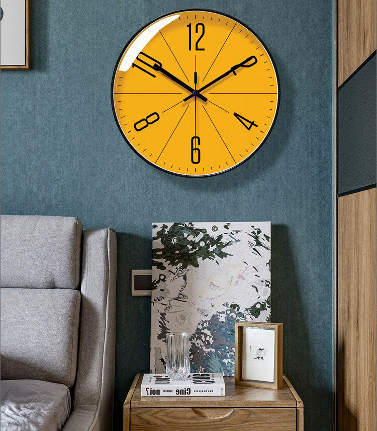 Creative Silent Wall Clock – Yellow Modern Home Décor Stylish & Quiet