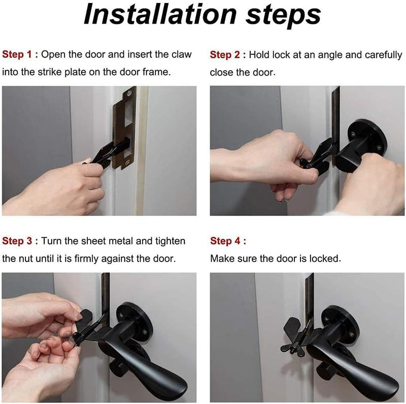 Portable Door Lock for Travel 2 Pieces – Heavy Duty Inside Door Latch for Home Hotel & Dorm