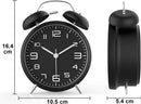 Rechargeable 4 Inch Twin Bell Analog Alarm Clock – Easy Set Luminous Stereoscopic Dial