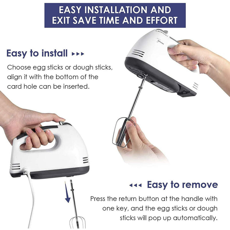 7-Speed Electric Hand Mixer – Portable Handheld Mixer with 4 Stainless Steel Beaters