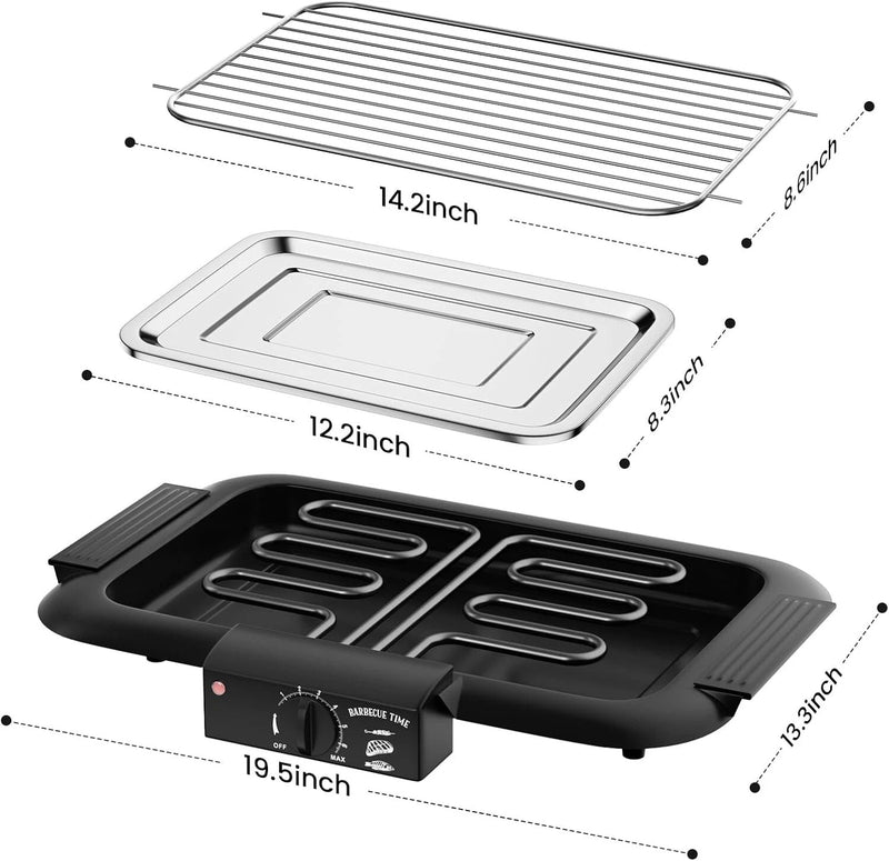 220V Portable Electric BBQ Grill – Smokeless Non-Stick BBQ Griddle for Home Cooking