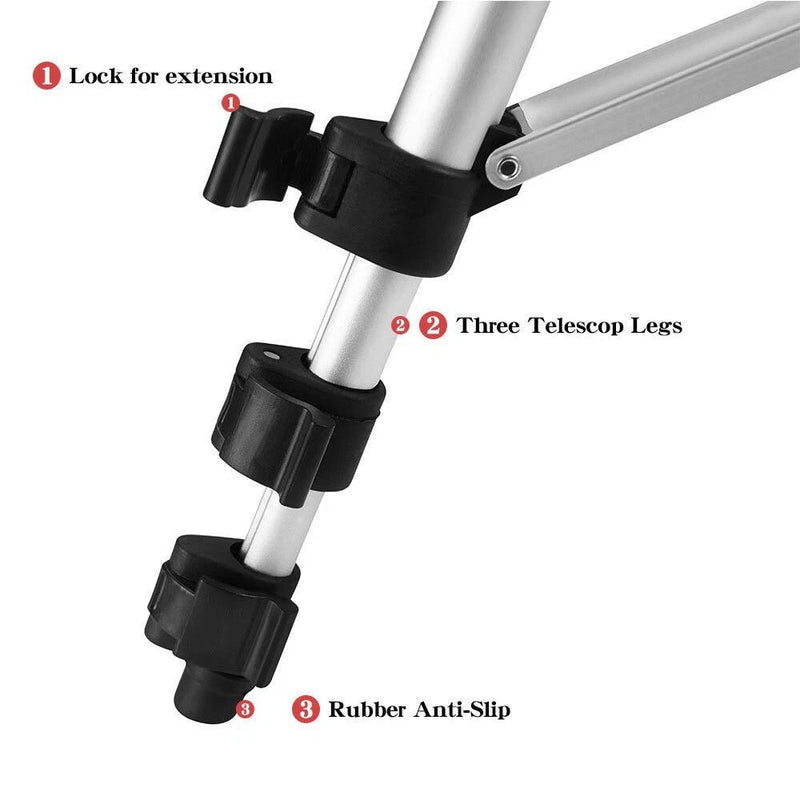 Camera Tripod Stand with Phone Holder & Bluetooth Remote – 4 Height Setting Compatible with IOS and Android