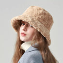 Women’s Faux Fur Bucket Hat – Warm Fuzzy Basin Hat for Cold Weather