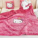 Hello Kitty 2-in-1 Embroidered Pillow Blanket – Foldable Arctic Fleece Cushion & Nap Blanket