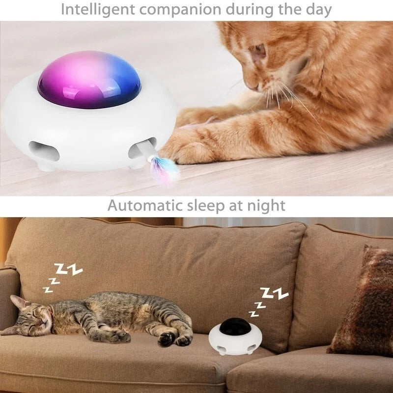 Smart Electric UFO Cat Toy – Interactive Automatic Feather & Spring Turntable Toy