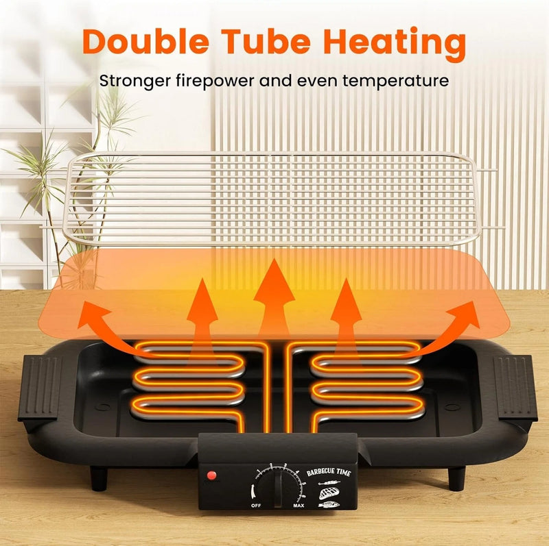 220V Portable Electric BBQ Grill – Smokeless Non-Stick BBQ Griddle for Home Cooking