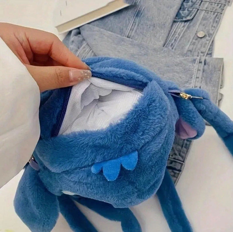 Stitch Plush Mini Backpack for Kids – Soft Lightweight Double-Strap Bag