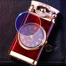 2-in-1 Pocket Lighter with Clock – Refillable Windproof Torch Sturdy Metal Build